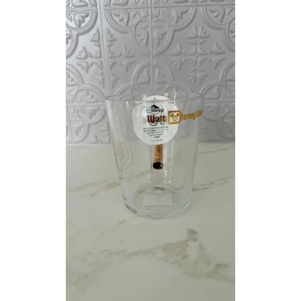 Walt Disney World Cinderella Castle Clear Glass Mug with Gold Handle NWT